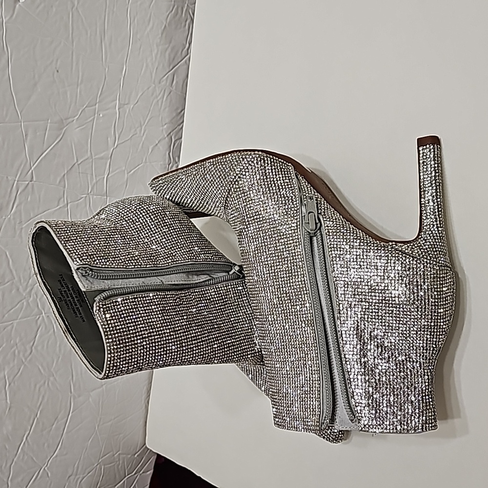 Rinestone Sparkling Stiletto Sequin Ankle Bootie - Picture 9 of 9